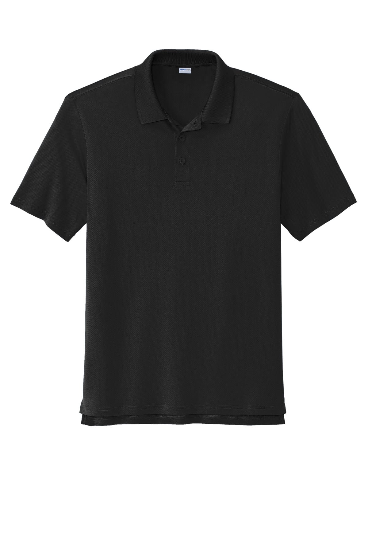 Front View of Black Sport-Tek Sideline Polo ST535