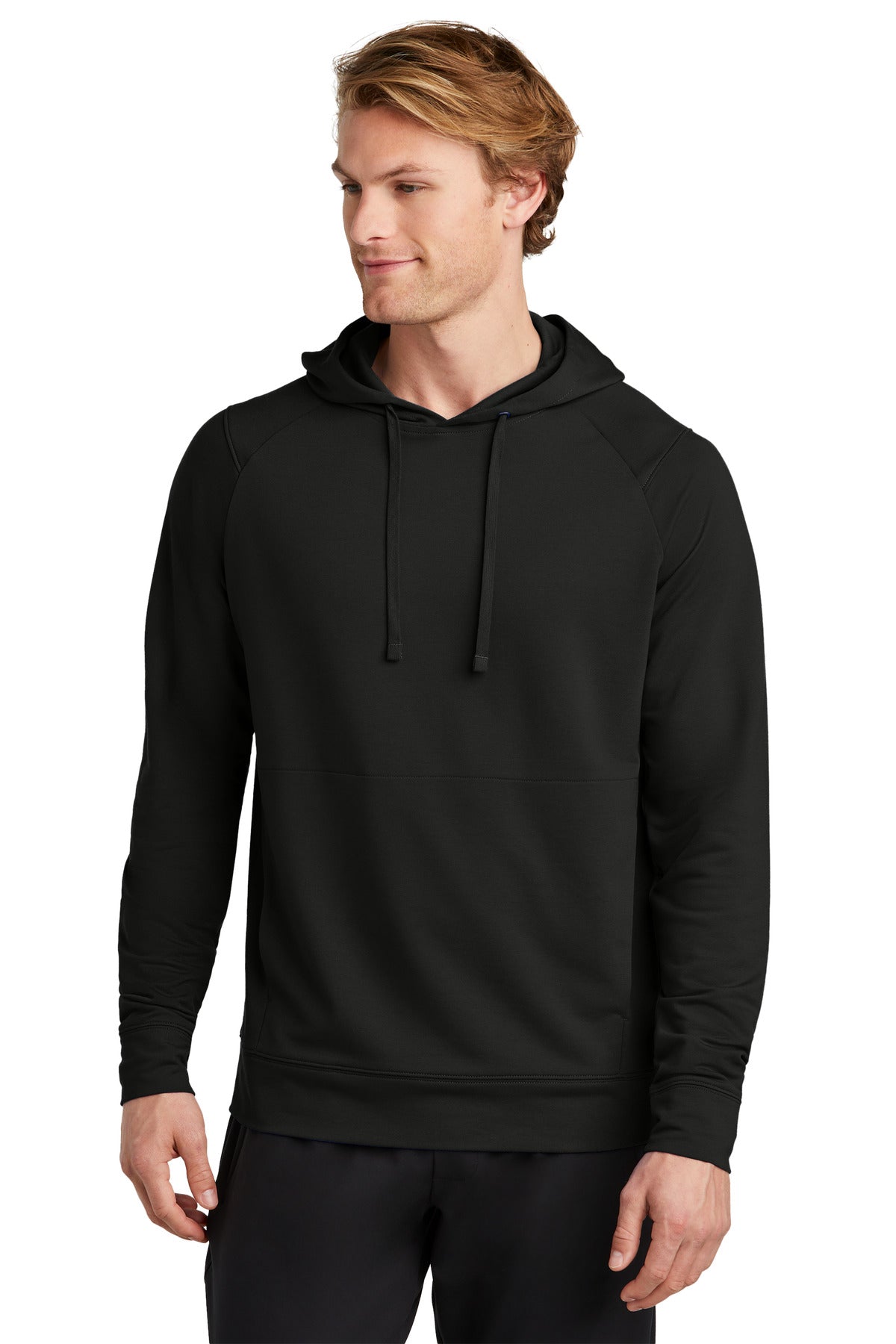 Front View of Black Sport-Tek Sport-Wick Flex Fleece Pullover Hoodie ST562