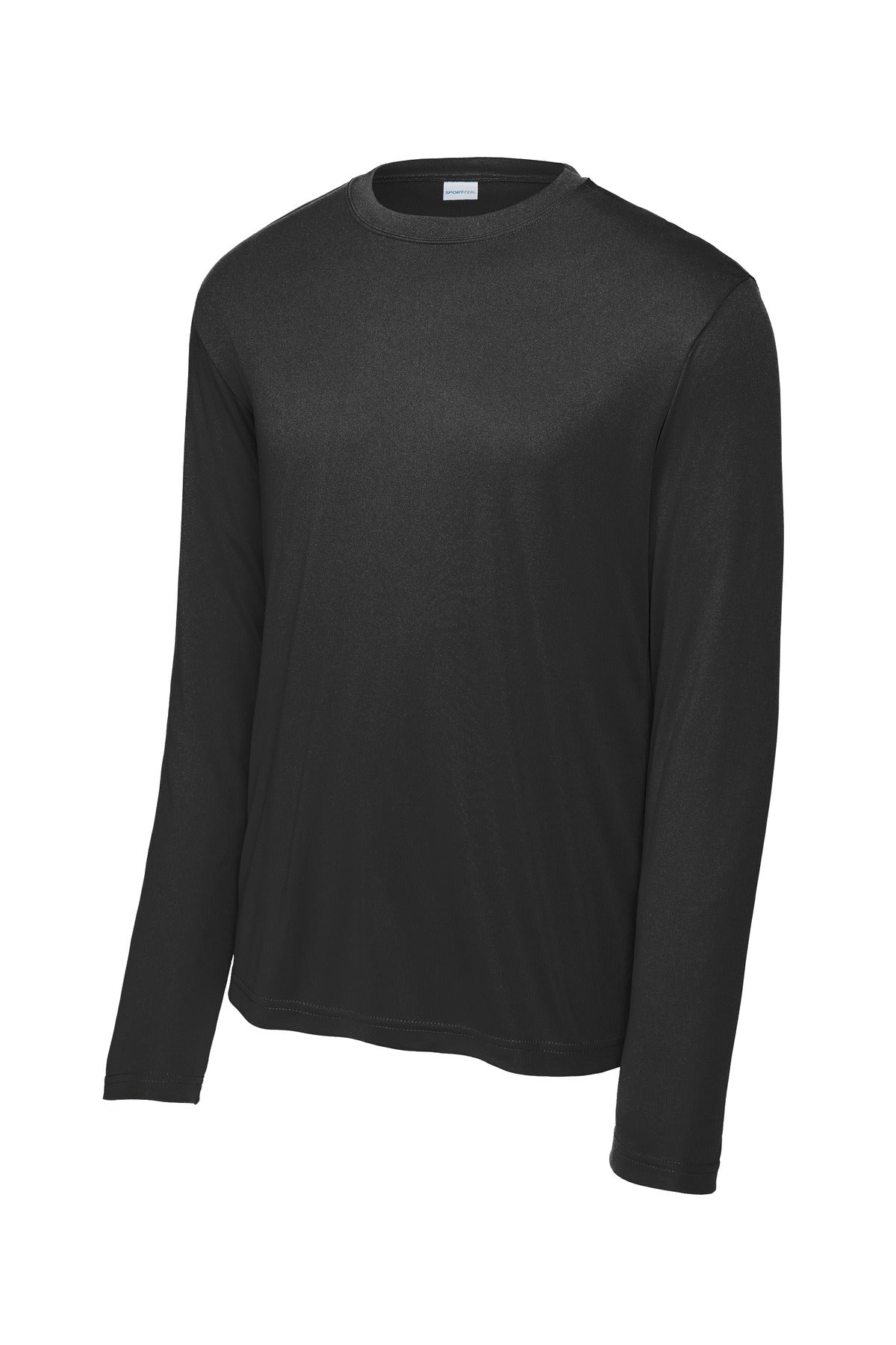 Front View of Black Sport-Tek Tall Long Sleeve PosiCharge Competitor Tee. TST350LS