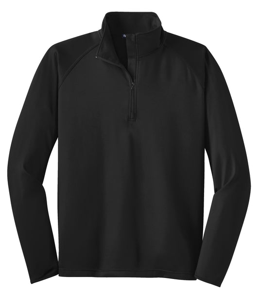 Front View of Black Sport-Tek Tall Sport-Wick Stretch 1/4-Zip Pullover. TST850