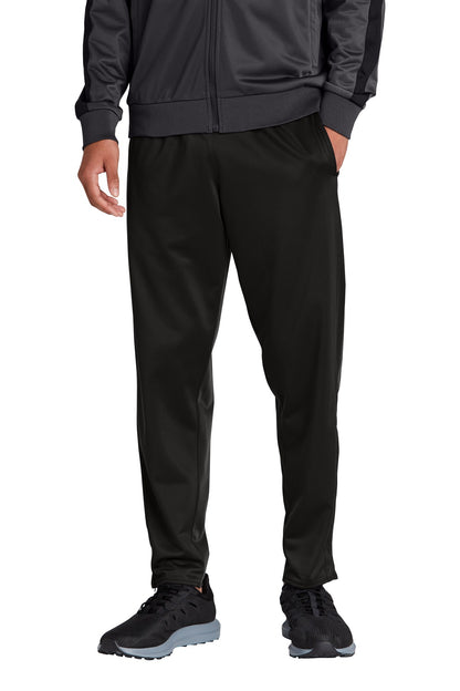 Front View of Black Sport-Tek Tricot Track Jogger. PST95