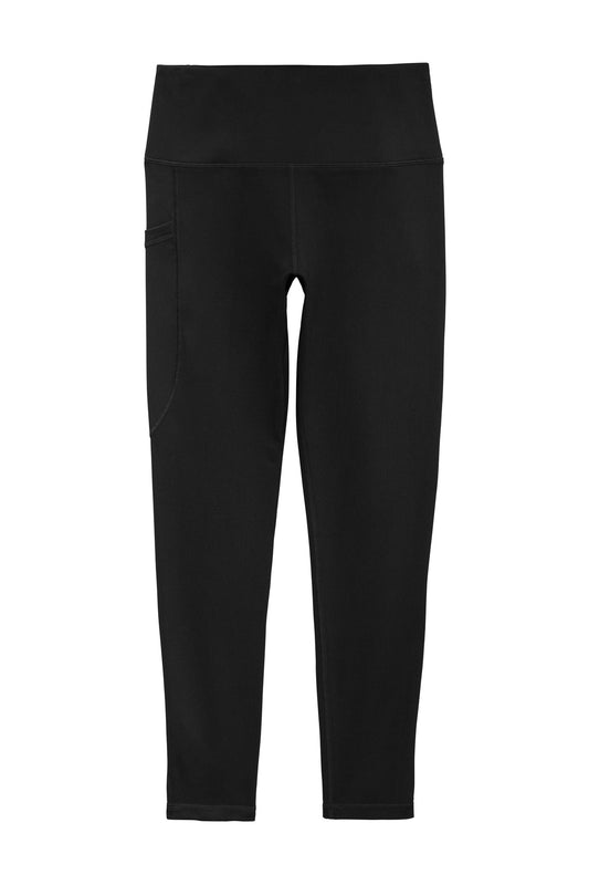 Front View of Black Sport-Tek Women's High Rise 7/8 Legging LPST891