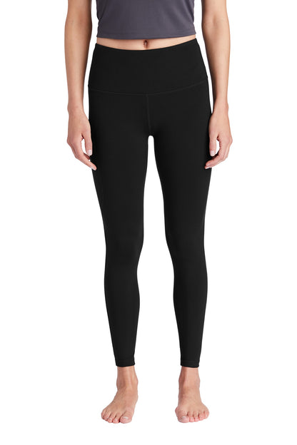 Front View of Black Sport-Tek Women's High Rise 7/8 Legging LPST891