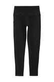 Front View of Black Sport-Tek Women's High Rise 7/8 Legging LPST891