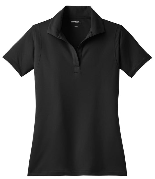 Front View of Black Sport-Tek Women's Micropique Sport-Wick Polo. LST650