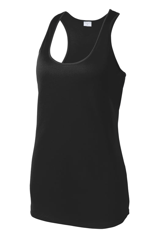 Front View of Black Sport-Tek Women's PosiCharge Competitor Racerback Tank. LST356