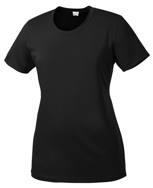 Front View of Black Sport-Tek Women's PosiCharge Competitor Tee. LST350