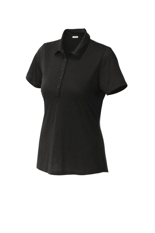 Front View of Black Sport-Tek Women's PosiCharge Strive Polo. LST530