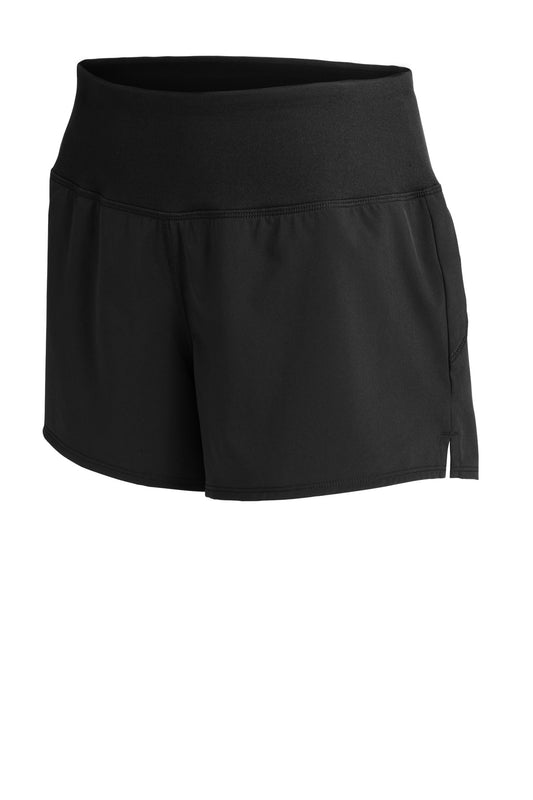 Front View of Black Sport-Tek Women's Repeat Short LST485