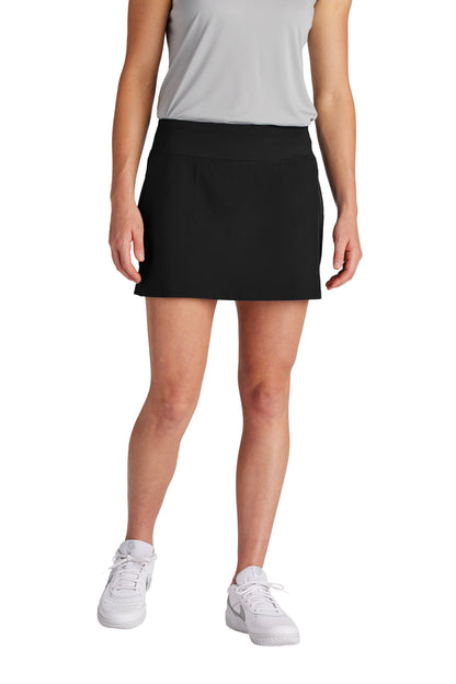 Front View of Black Sport-Tek Women's Repeat Skort LST486