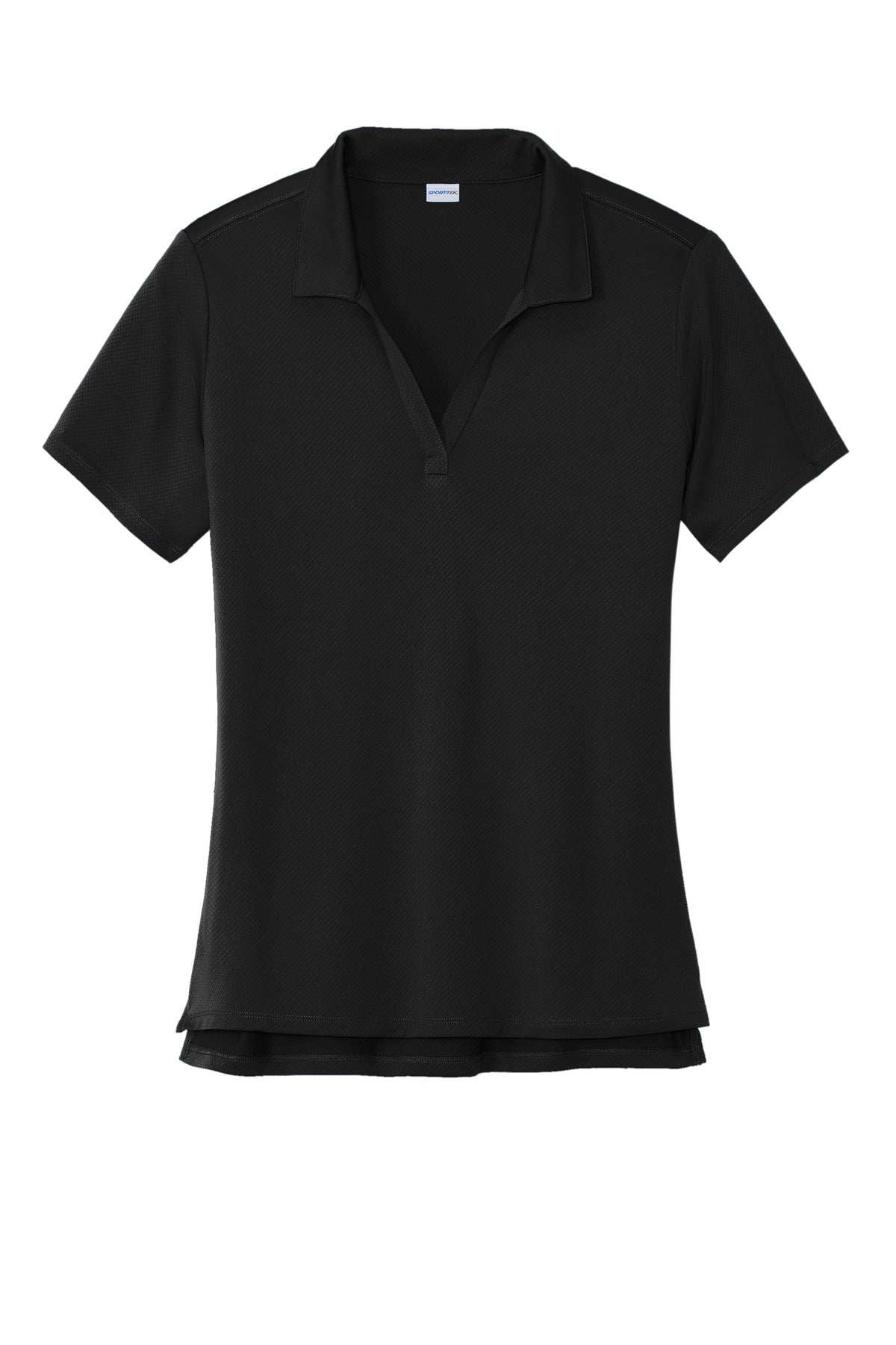 Front View of Black Sport-Tek Women's Sideline Polo LST535