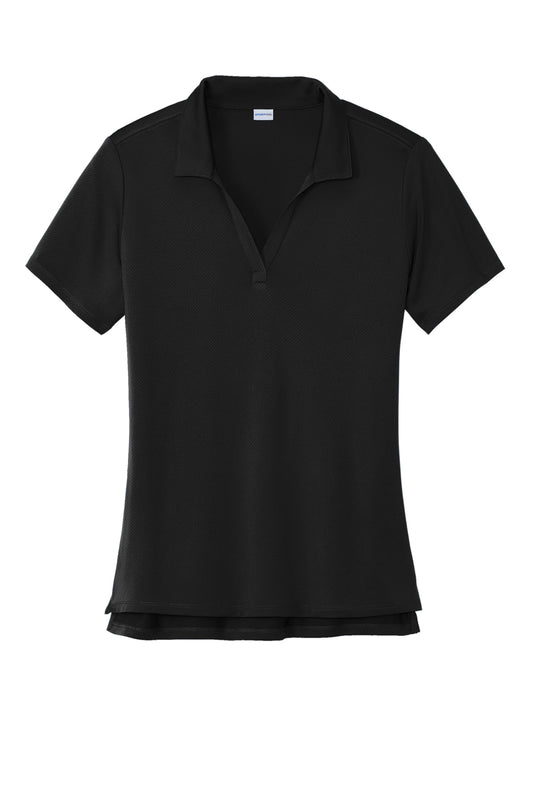 Front View of Black Sport-Tek Women's Sideline Polo LST535
