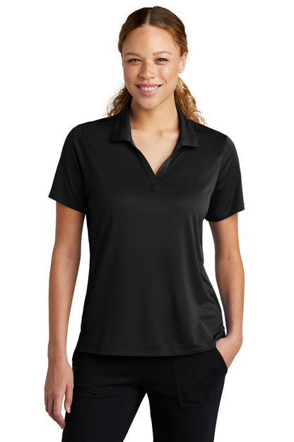 Front View of Black Sport-Tek Women's Sideline Polo LST535