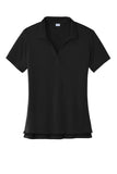 Front View of Black Sport-Tek Women's Sideline Polo LST535