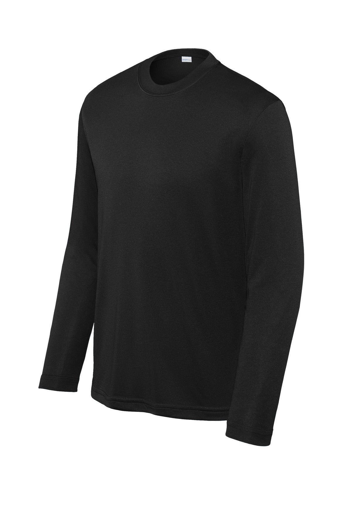 Front View of Black Sport-Tek Youth Long Sleeve PosiCharge Competitor Tee. YST350LS