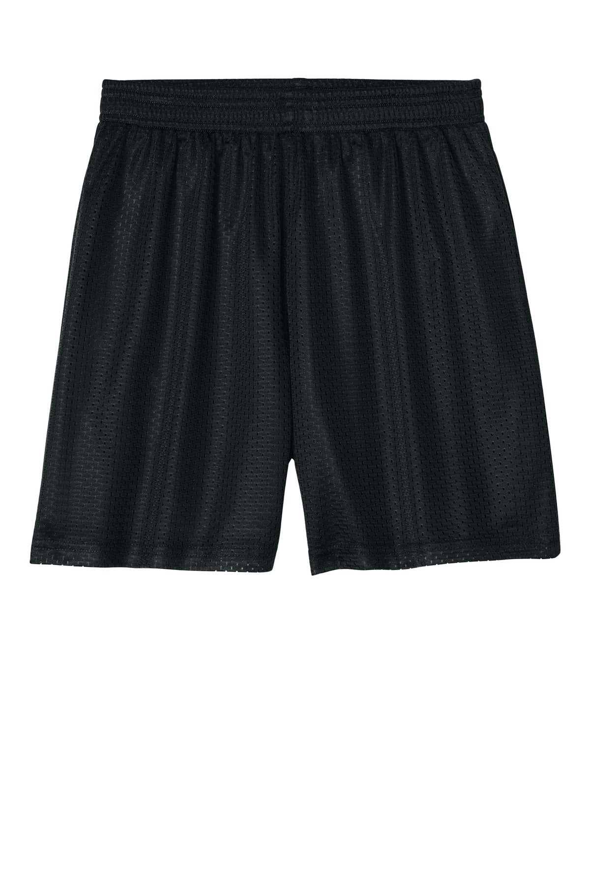 Front View of Black Sport-Tek Youth PosiCharge Mesh 5" Short YST5100