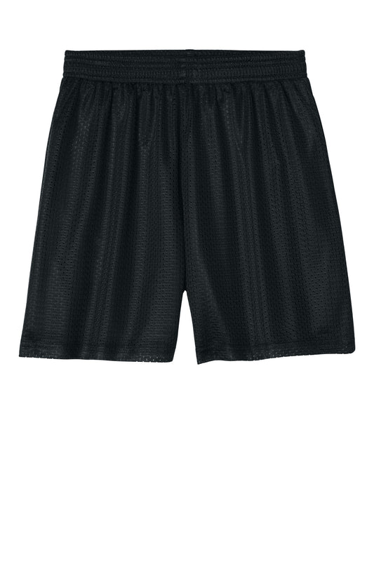 Front View of Black Sport-Tek Youth PosiCharge Mesh 5" Short YST5100