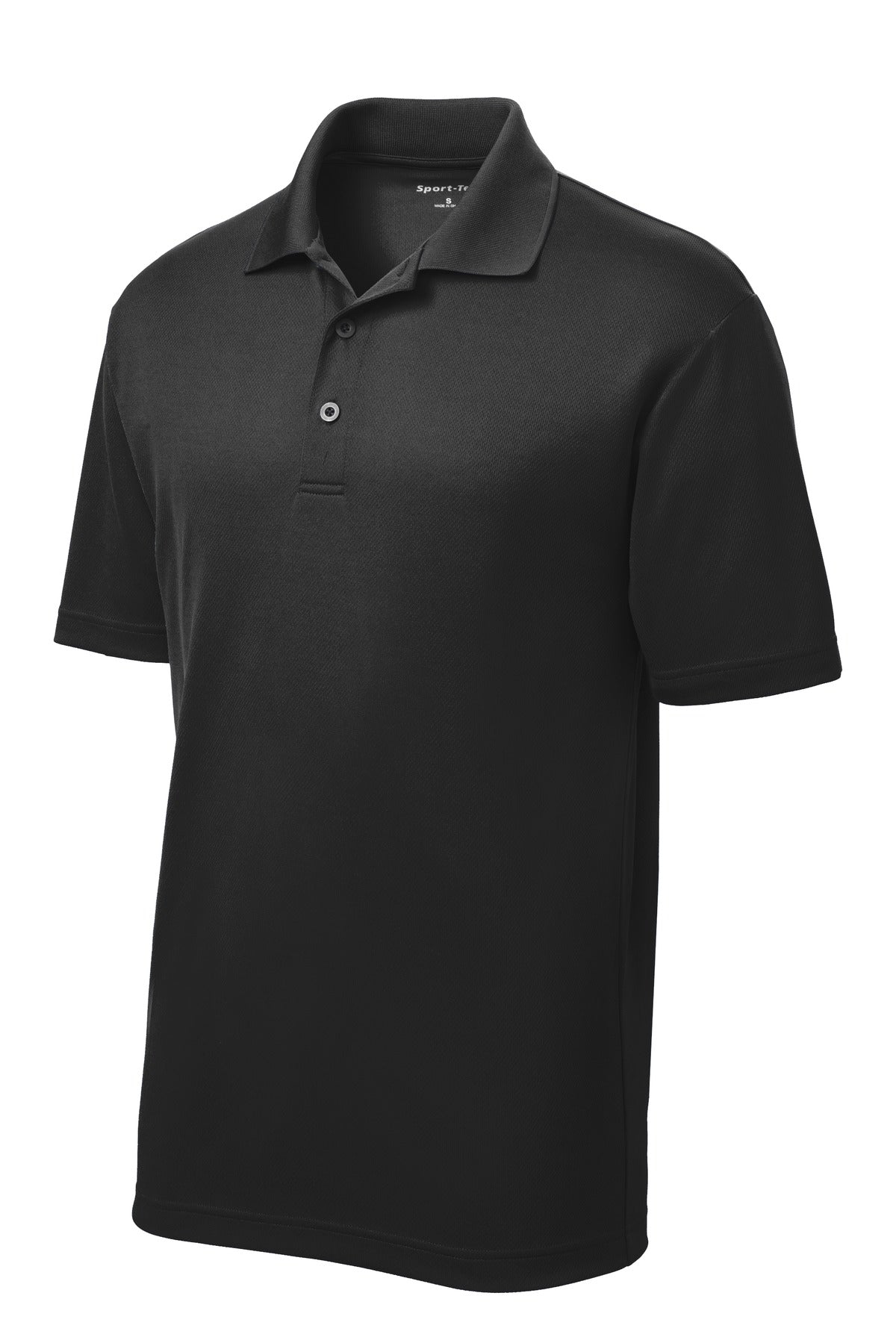 Front View of Black Sport-Tek Youth PosiCharge RacerMesh Polo. YST640