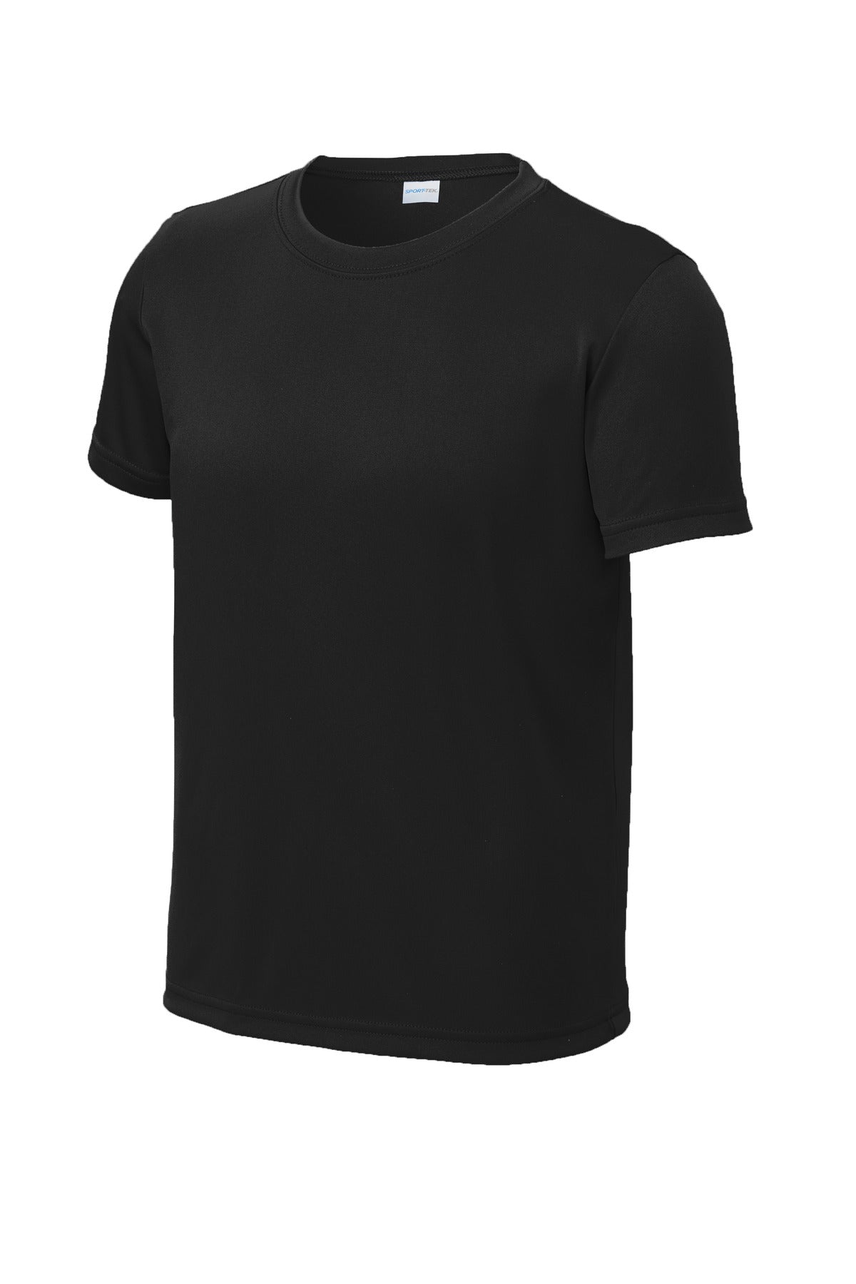 Front View of Black Sport-Tek Youth PosiCharge Re-Compete Tee YST720