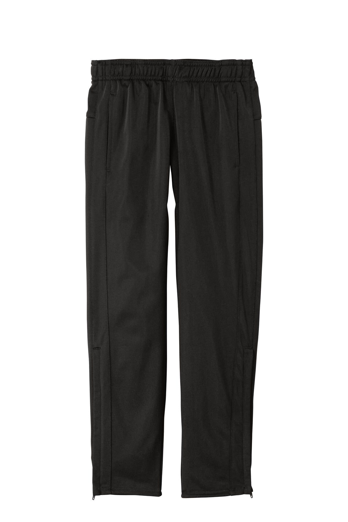 Front View of Black Sport-Tek Youth Tricot Track Jogger. YPST95