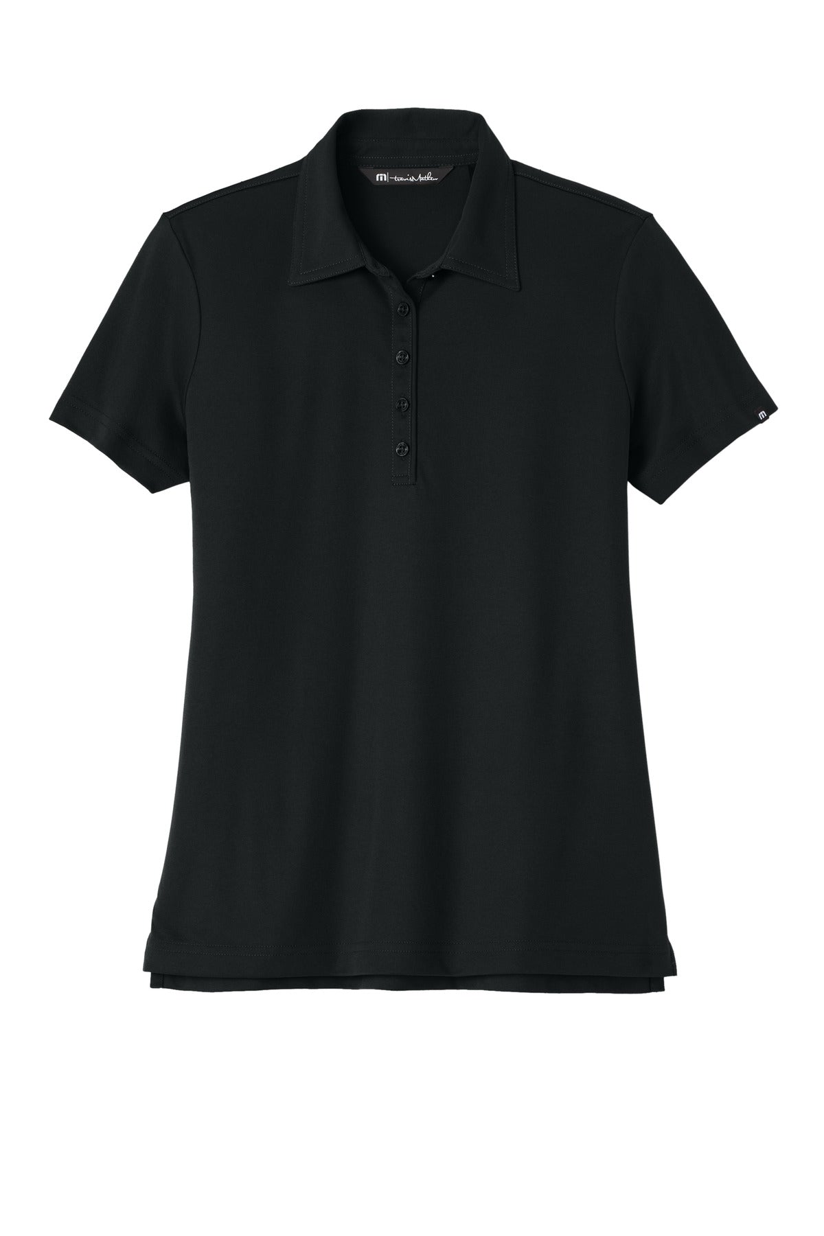 Front View of Black TravisMathew Women's Oceanside Solid Polo TM1WW001