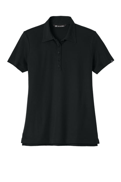 Front View of Black TravisMathew Women's Oceanside Solid Polo TM1WW001