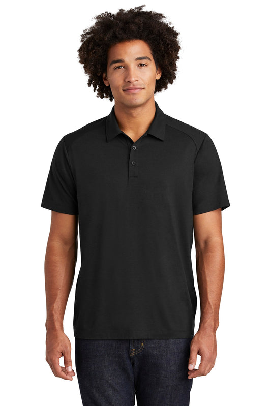 Front View of Black Triad So Sport-Tek PosiCharge Tri-Blend Wicking Polo. ST405
