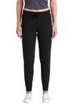 Front View of Black Triad So Sport-Tek Women's PosiCharge Tri-Blend Wicking Fleece Jogger LST299