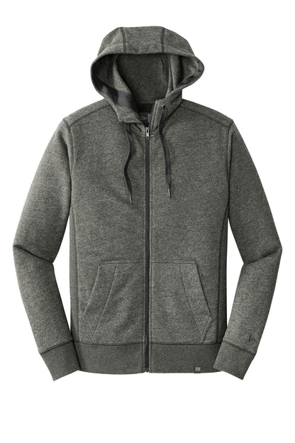 Front View of Black Twist New Era French Terry Full-Zip Hoodie. NEA502