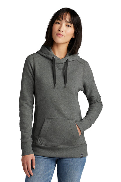 Front View of Black Twist New Era Women's French Terry Pullover Hoodie. LNEA500
