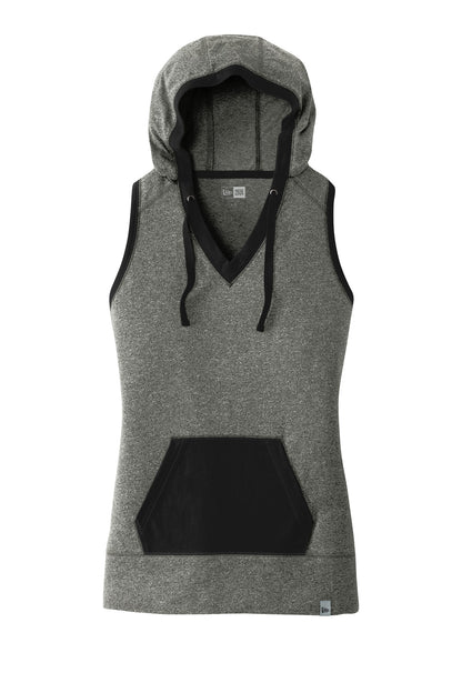 Front View of Black Twist/Bk New Era Women's Heritage Blend Hoodie Tank. LNEA106