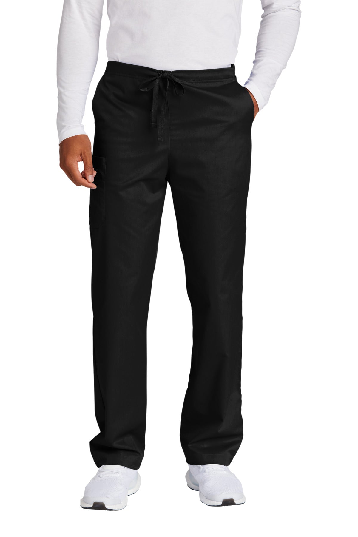 Front View of Black Wink Unisex Tall WorkFlex Cargo Pant WW3150T