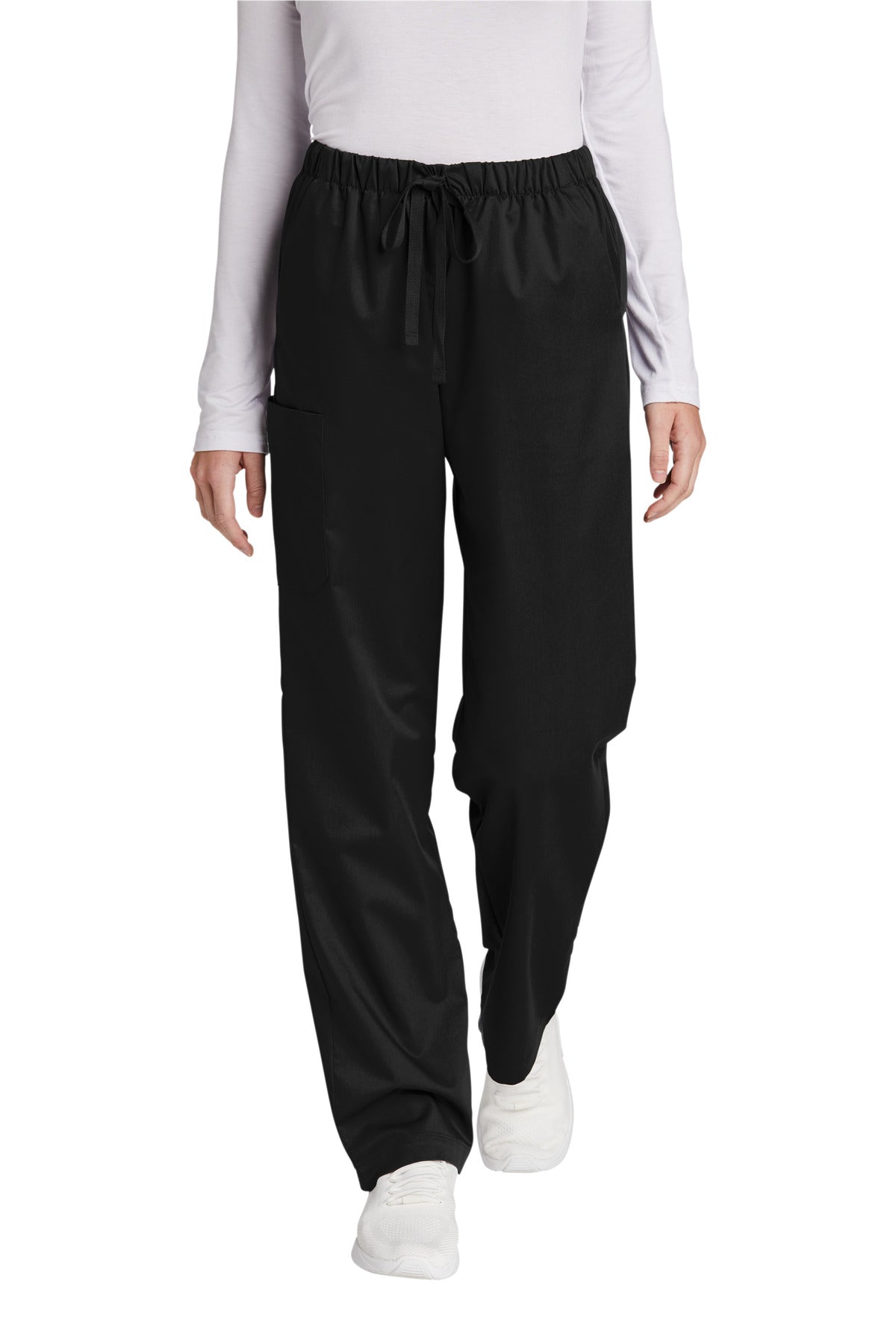 Front View of Black Wink Women's Petite WorkFlex Cargo Pant WW4550P