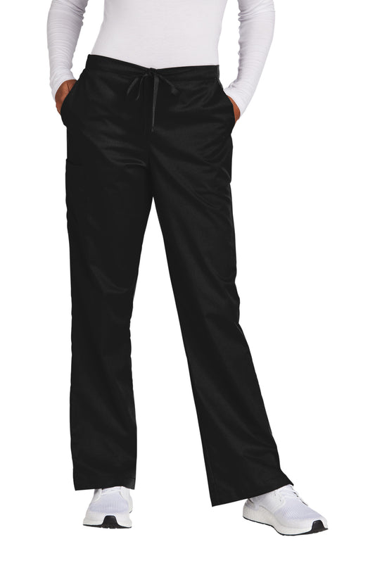Front View of Black Wink Women's WorkFlex Flare Leg Cargo Pant WW4750