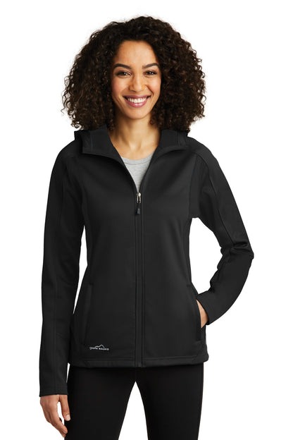 Front View of Black/Black Eddie Bauer Women's Trail Soft Shell Jacket. EB543
