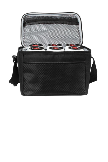 Front View of Black/Black Port Authority 6-Can Cube Cooler. BG512