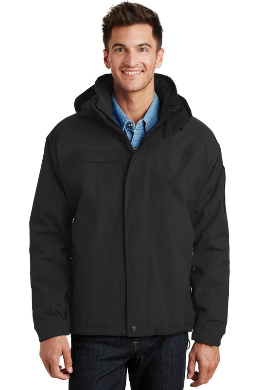 Front View of Black/Black Port Authority Nootka Jacket. J792