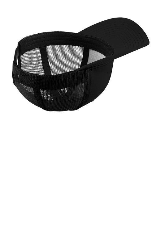 Front View of Black/Black Sport-Tek YP Classics Retro Trucker Cap. STC39