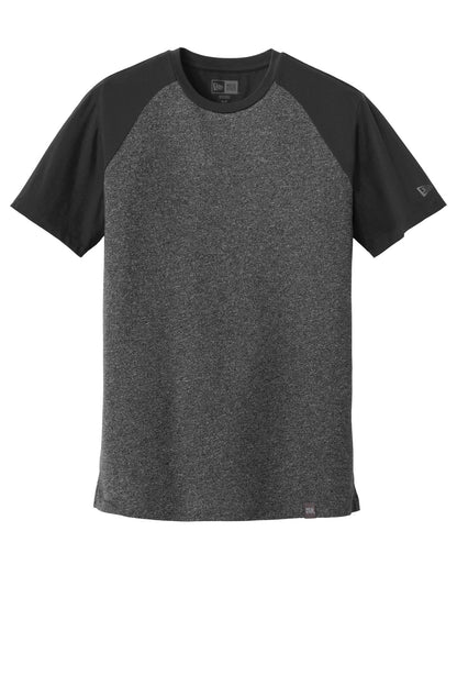 Front View of Black/Black Tw New Era Heritage Blend Varsity Tee. NEA107