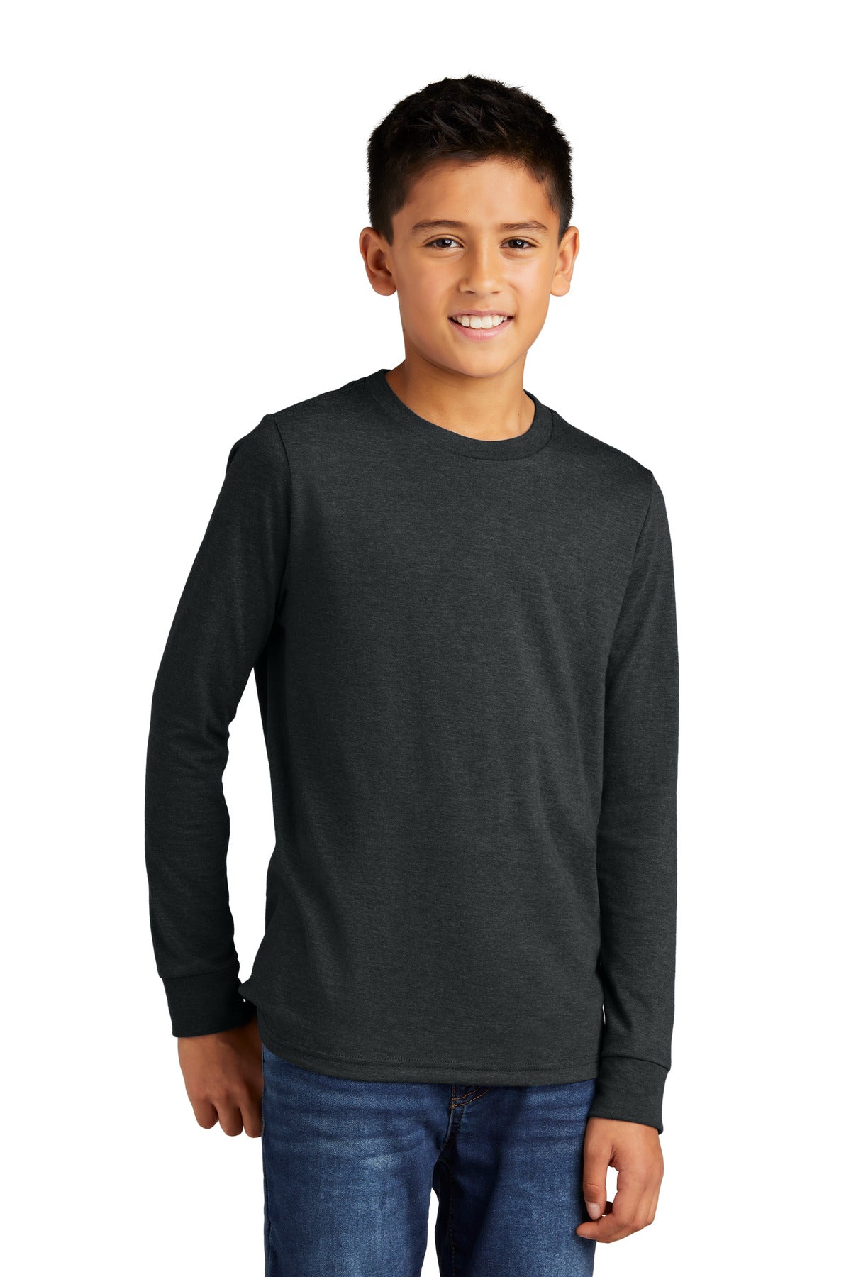 Front View of BlackFrost District Youth Perfect Tri Long Sleeve Tee DT132Y
