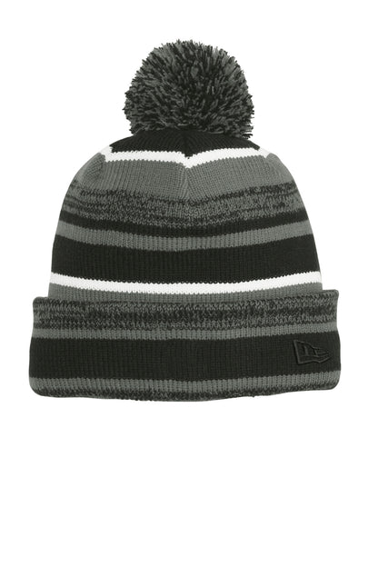 Front View of Black/Graphite New Era Sideline Beanie. NE902