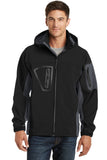 Front View of Black/Graphite Port Authority Waterproof Soft Shell Jacket. J798