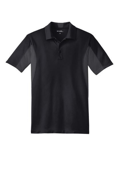 Front View of Black/Iron Gry Sport-Tek Tall Side Blocked Micropique Sport-Wick Polo. TST655