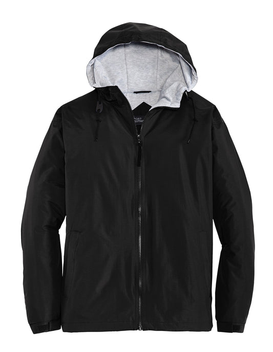 Front View of Black/LtOxf Port Authority Team Jacket. JP56