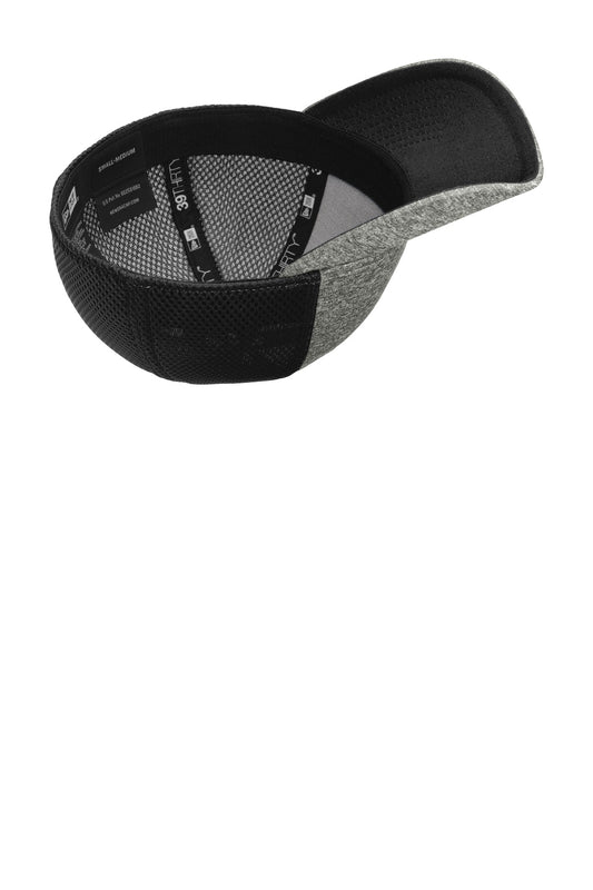 Front View of Black/Shad Hth New Era Shadow Stretch Mesh Cap. NE702
