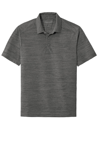 Front View of Black/Thndr Gy Port Authority Stretch Heather Polo K583