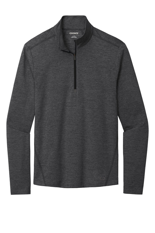 Front View of Blacktop Hthr OGIO Force 1/4-Zip OE341