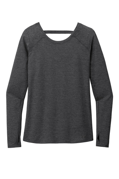 Front View of Blacktop Hthr OGIO Women's Force Long Sleeve Tee LOE340