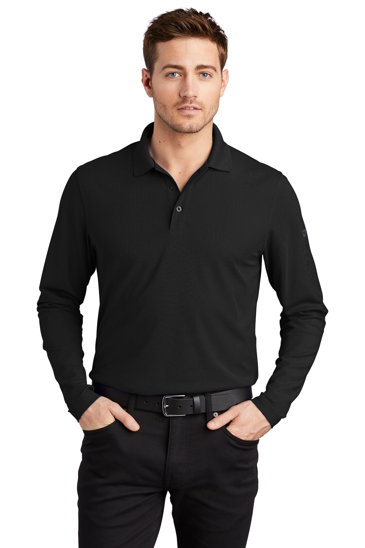 Front View of Blacktop OGIO Caliber2.0 Long Sleeve OG105
