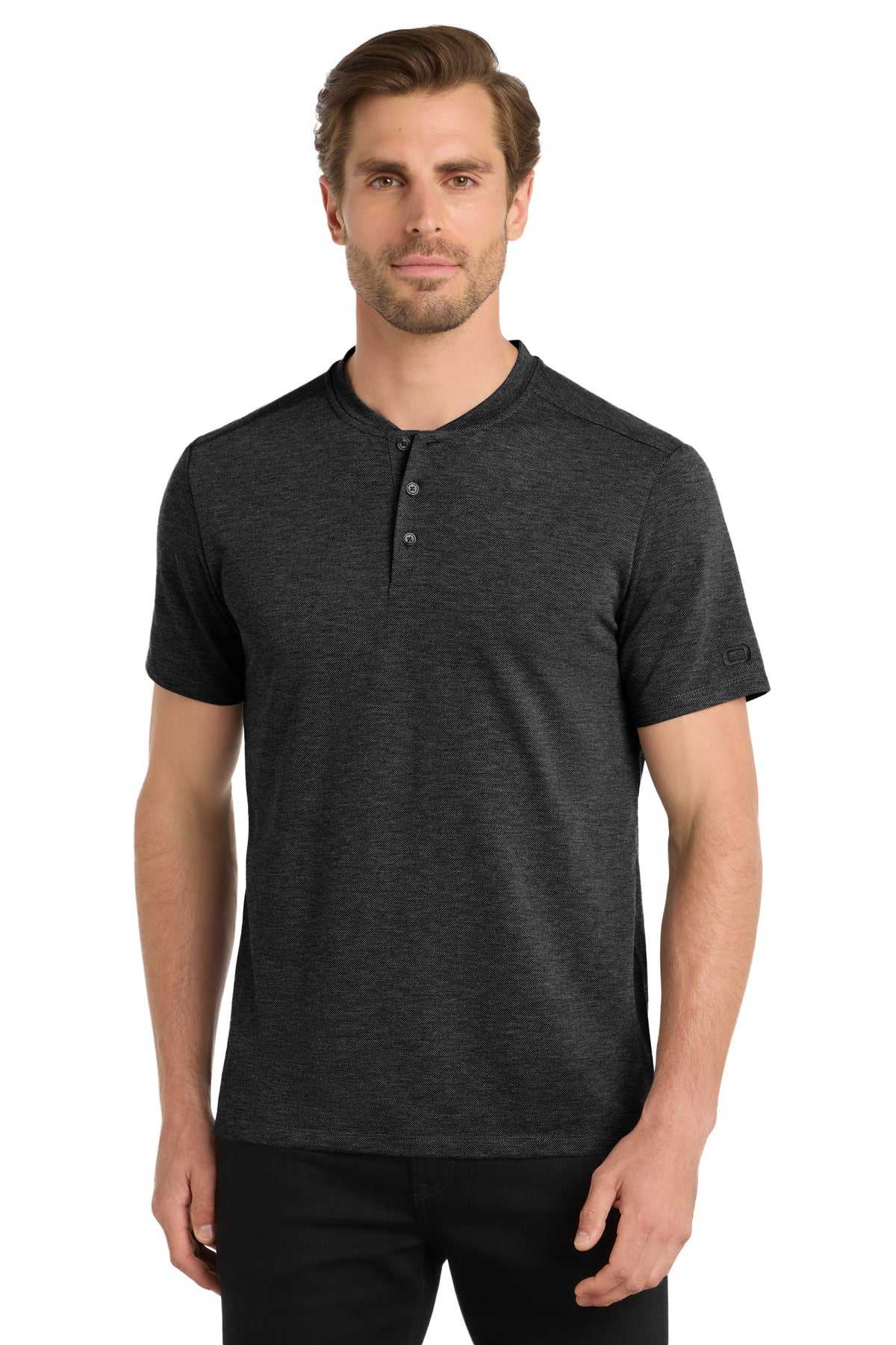 Front View of Blacktop OGIO Evolution Henley OG148